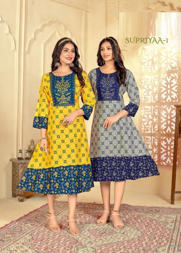 Supriyaa 1 Regular Wear Long Rayon Designer Exclusive Kurti Collection